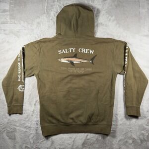 Salty Crew Mens Shark Graphic Hoodie Olive Green Amadeo Bachar Large